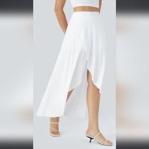 High Waisted High Low Ruffle Flowy Maxi Skirt